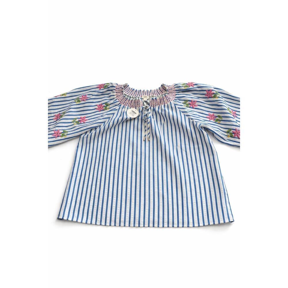 NWT Oddi Crinkled Striped Blouse Size Medium New